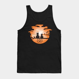 sunset view with lovely cats Tank Top